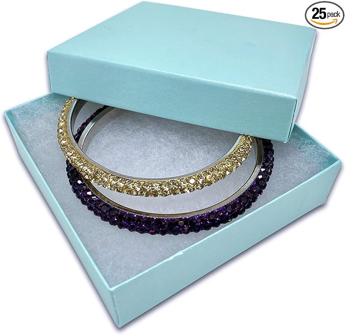 TheDisplayGuys - 25-Pack #33 Cotton Filled Cardboard Paper Jewelry Boxes Gift Case - Pearl Teal (3.5" x 3.5" x 1.0") - for Shipping or Storage
