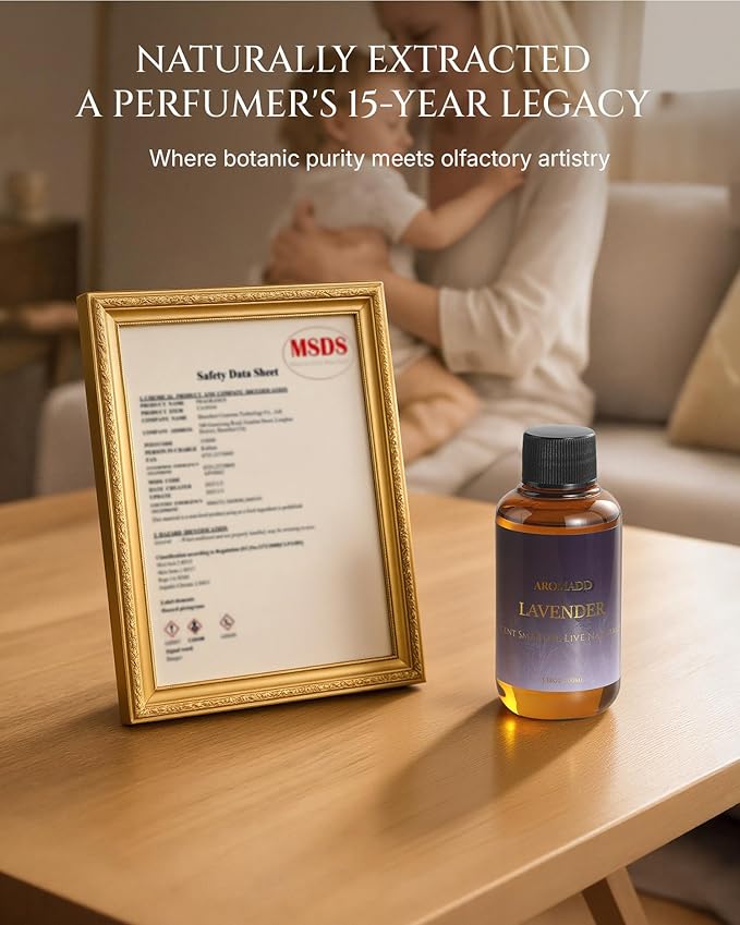 Aromadd Lavender Diffuser Oil Inspired by Luxury Hotel Scent, Essential Oils for Waterless Diffuser, Pure Soothing Lavender Aroma, Long-Lasting & Natural Home Fragrance - 3.38 fl oz (100 mL)