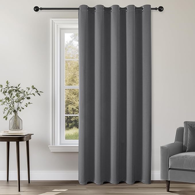 ChrisDowa Blackout Curtains 70 inches Wide for Bedroom - Extra Wide Grommet Thermal Insulated Room Darkening Curtains for Living Room (1 Panel, Grey, 70 x 84 Inch)