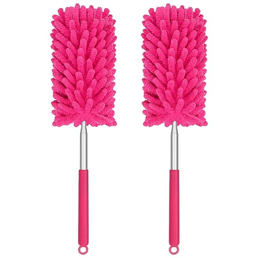 TIMIVO Mini Duster for Cleaning, 360° Bendable Hand Dusters with Extension Pole, Washable Small Duster for Car Interior, Office, Furniture