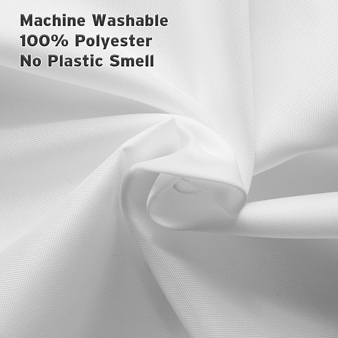 Titanker Small Stall Shower Curtain Liner Washable, 48x72 Inches, White Fabric Stall Shower Liner with 2 Magnets, Waterproof RV Shower Liner Soft Lightweight Polyester, White