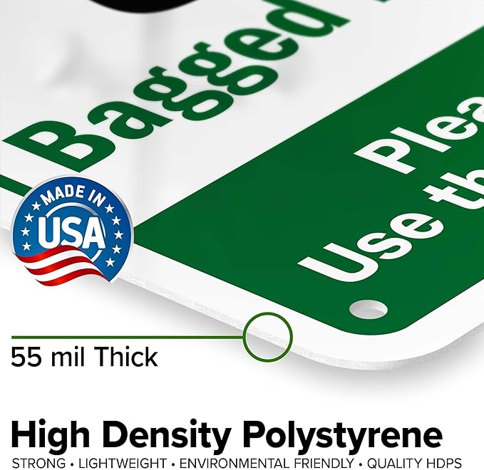 Bagged Trash Only Please Recycle Use The Proper Container Sign, 10x7 Inches, 55 mil thick HDPS (high density polystyrene), Made in USA by My Sign Center