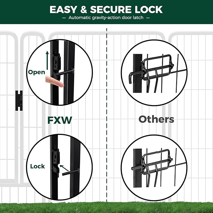 FXW Rollick Unleashed Dog Playpen for Indoor, Yard, RV Camping, 50 inch 32 Panels for Large Dogs, Black│Patented
