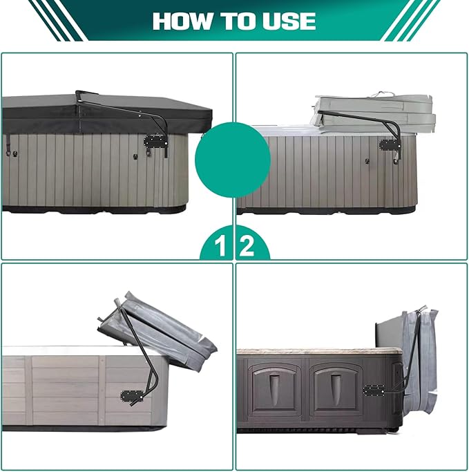 Spa Cover Lifts, Hot Tub Cover Lift &Pivot Top Mount Spa Removal System Reinforced Bracket, Hot Tub Cover Lifter fits Most Hot Tub Sizes Spa Cover Lift