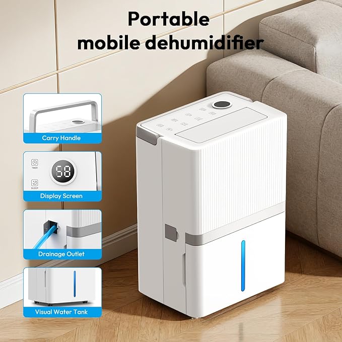 HUMILABS 5000 Sq.Ft Dehumidifier for Basement and Home, 75 Pints Most Efficient Energy Star 2025 Dehumidifier with Drain Hose, Smart Humidity Control, 24H-Timer, for Bedroom, Bathroom, Large Room