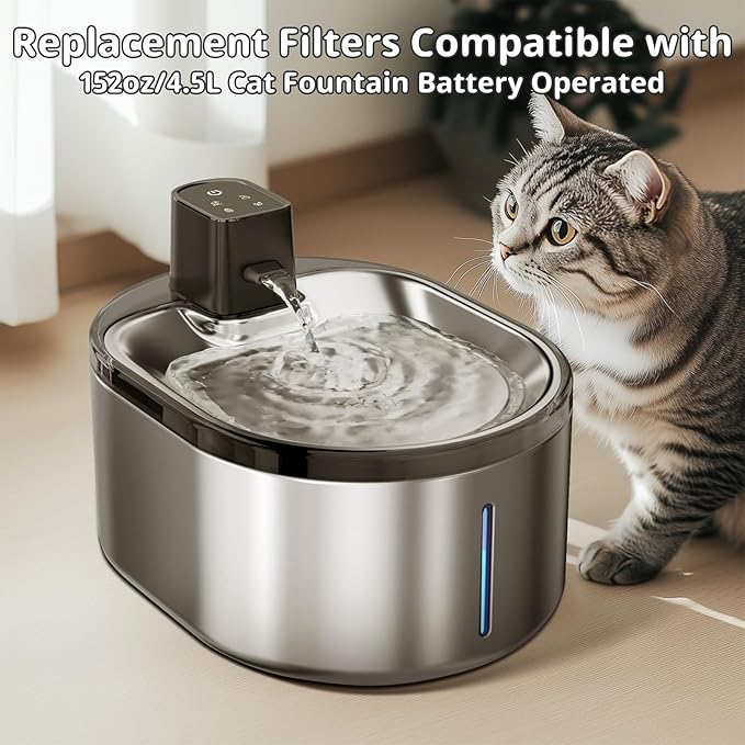 Cat Water Fountain Filter Pet Drinking Fountain Filter & Sponges for 152oz/4.5L Wireless Cat Water Fountain,Triple Filtration System for PTM-643 models, 18 Pack (18 Filters and Sponges)