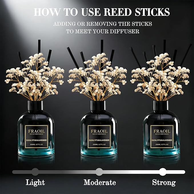 Cashmere Vanilla Reed Diffuser, Reed Diffuser Set 6.7 fl oz (200 ml) with 6 Reed Sticks, Home Fragrance Reed Diffuser for Bathroom Shelf House Bedroom Office Decor