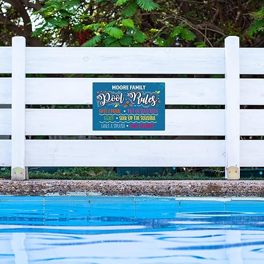 Custom Pool Sign, Pool Rules Have A Drink for Pool Décor Sign, 12x18 Inches, Rust Free .063 Aluminum, Fade Resistant, Made in USA by Sigo Signs
