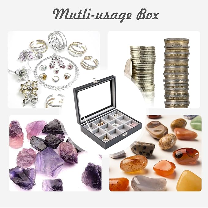 Stratalife Small Jewelry Box Jewelry Organizer Earring Holder Organizer Earring Box Organizer Jewelry Tray for Women Ring Case Display Trinket Storage for Drawer Gray