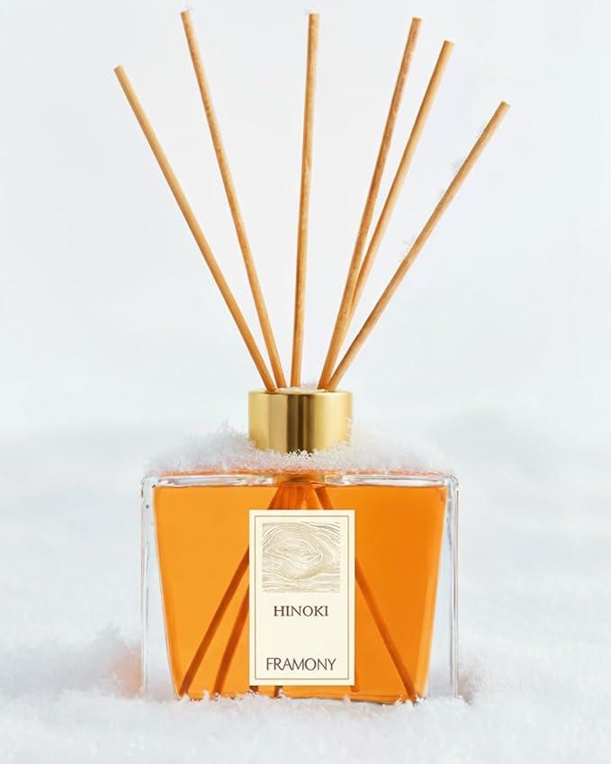 Hinoki Reed Diffuser - Luxury Japanese Ryokan Hotel Scent, Zen Forest Cypress & Cedarwood Fragrance, Home Spa Aromatherapy Gift Set, 6.4 fl oz (Hinoki Wood)