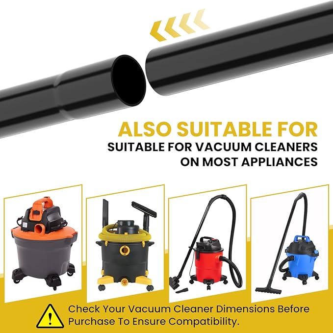 UBANU 6Pcs Vacuum Attachments Set - 17.7" Extension Wands, Crevice Tool, 2 Horse Hair Dust Brushes & Universal Hose Adapter for Cleaning Furniture, Blinds, Car Interiors