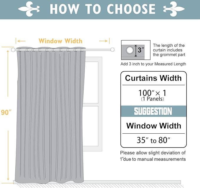 ChrisDowa Room Divider Curtain 90 Inches Long, Wide Blackout Sliding Door Curtain for Bedroom, Room Darkening Privacy Window Curtain for Patio Door (1 Panel Set, Brown, 100 x 90 Inch)