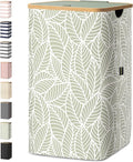 BALEINE Laundry Hamper with Lid, Tall Laundry Baskets with Bamboo Pull Handles, Large Laundry Bin with Internal Support (26 Gal/100L, Antique Foliage)