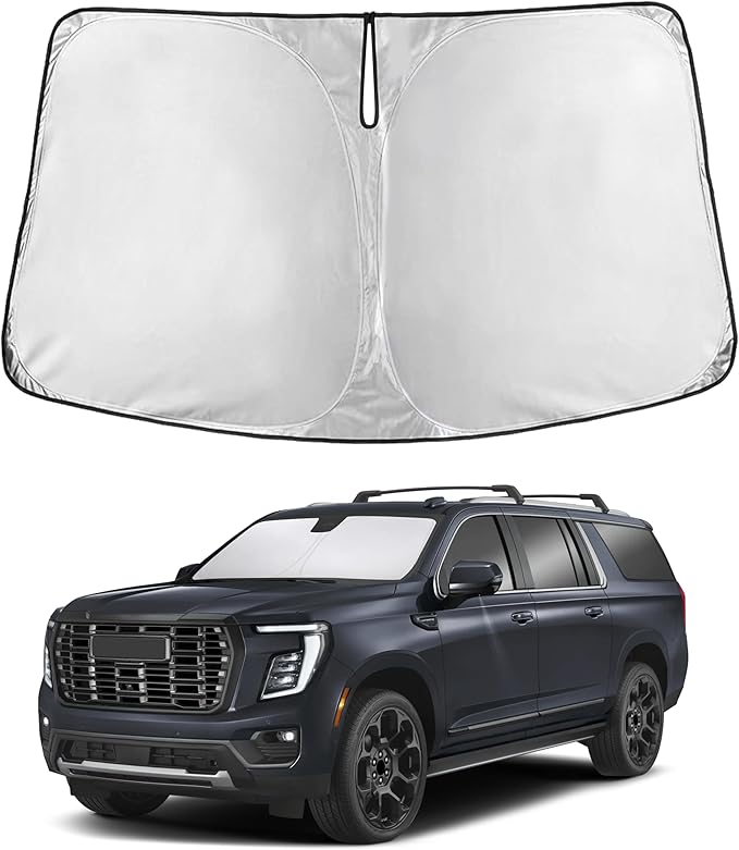 EcoNour Windshield Sun Shade Compatible for GMC Yukon XL 2021–2025 | SUV Front Window Sunshade | Foldable Heavy-Duty Sun Visor Protector | Blocks UV Rays & Reduces Interior Heat