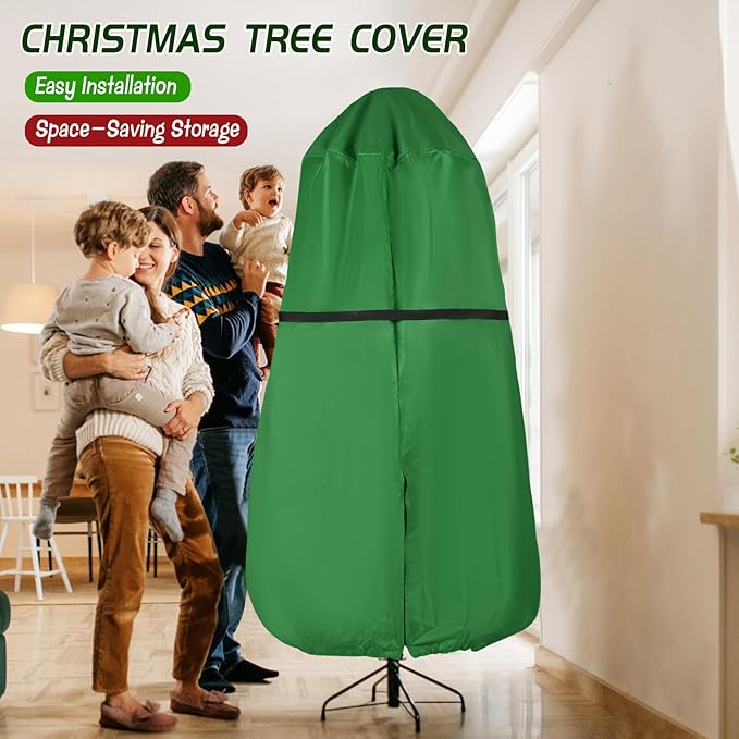 Upright Christmas Tree Storage Bag with Zipper & Adjustable Straps, Tear Resistant Storage Cover for 6 Ft Christmas Tree, Perfect for Easy Storage and Protection of Xmas Ornaments - Green, 6ft
