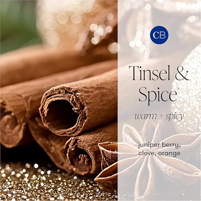 Capri Blue Petite Glam Jar Candle - Long Lasting Soy Wax Blend - Glitter Candles for Home Scented with Luxury Holiday Scents - Notes of Juniper Berry, Cinnamon & Vanilla (Tinsel & Spice, 8 oz)