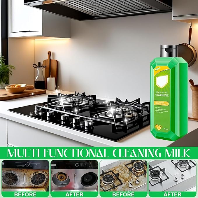 Cleaning Milk House Cleaner, Powerful Multifunctional Concentrated Cleansing Lotion, New Heavy Oil Stain Cleaner, Effectively Remove Stains Cleaning Supplies for Household Kitchen（300ML/10.6oz）