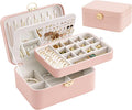 Lolalet 2 Layer Jewelry Box with Lock and Key for Teen Girls & Young Women, Jewelry Organizer Case with Round Clasp and Mirror for Earrings Rings Necklaces Storage, Gift Idea -Lightpink