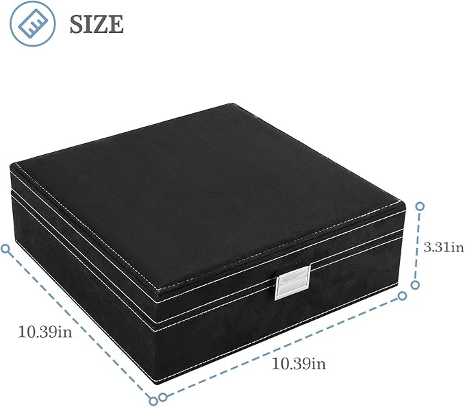 ProCase Velvet Jewelry Box Organizer for Women Father's Day, 2 Layer Jewelry Display Storage Holder Case for Necklace Earrings Bracelets Rings -Black
