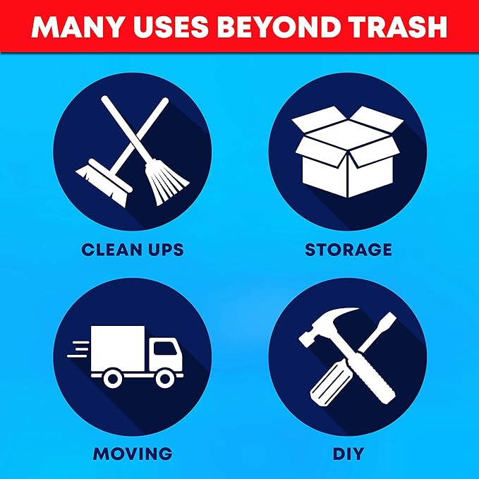 Veska 33 Gallon Trash Bags, (Huge 100 Bags w/Ties) Large Black Garbage Bags 30 Gallon, 32 Gallon, 35 Gallon Trash Can Liners