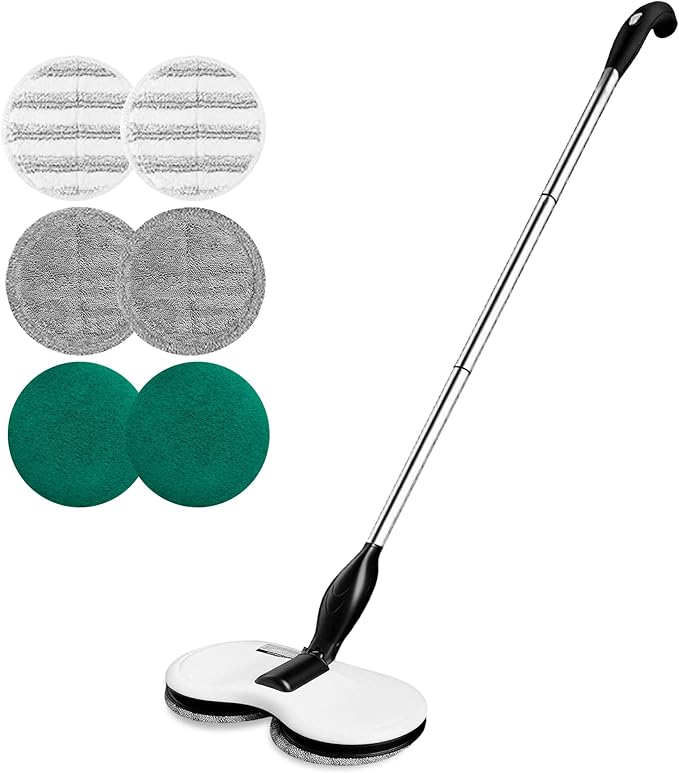 KOJEO Electric Mop for Floor Cleaning, As Seen On TV, Cordless Spin Mopper Motorised Electric Mops for Hardwood Tile Laminate Floor Daily Light Cleaning (No Water Tank)