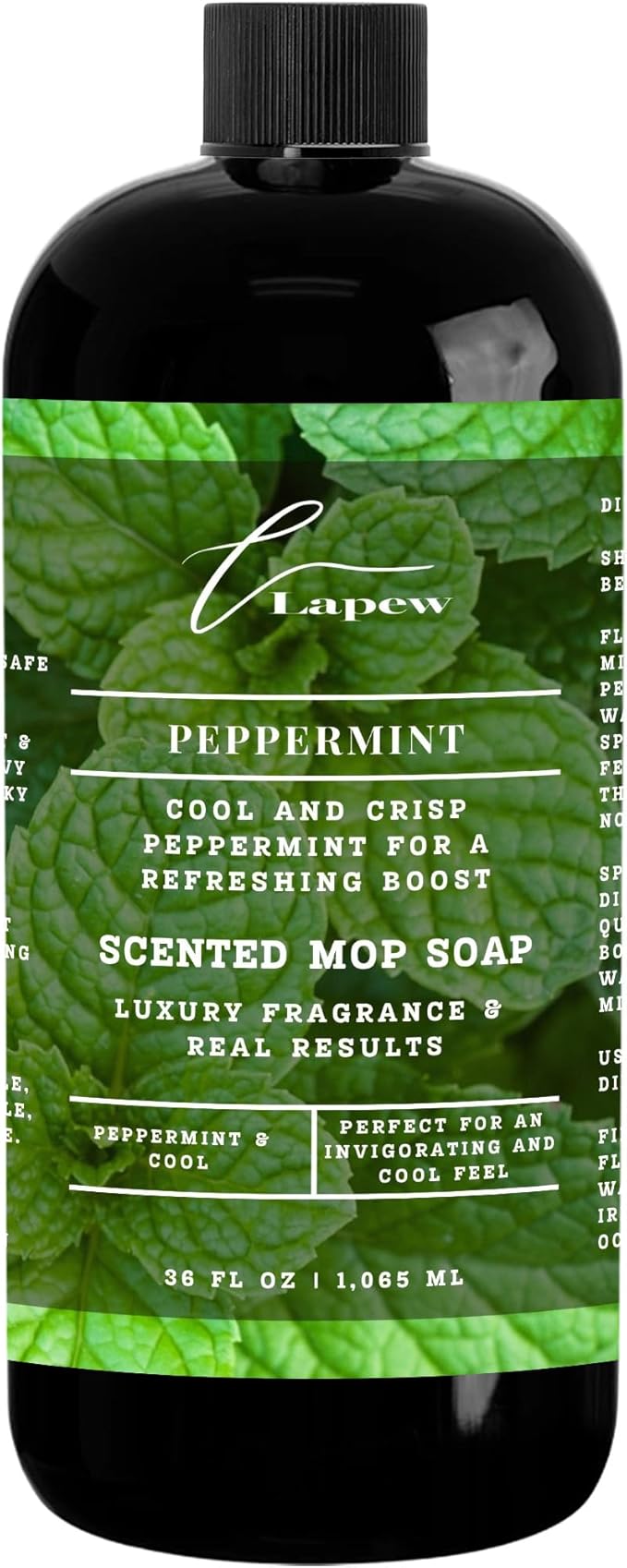 Lapew Peppermint Scented Mop Soap Concentrate 36 oz | Premium Fragranced Floor Cleaner | Streak-Free | Hard Floor Cleaning Solution | Eco Friendly | Made in USA