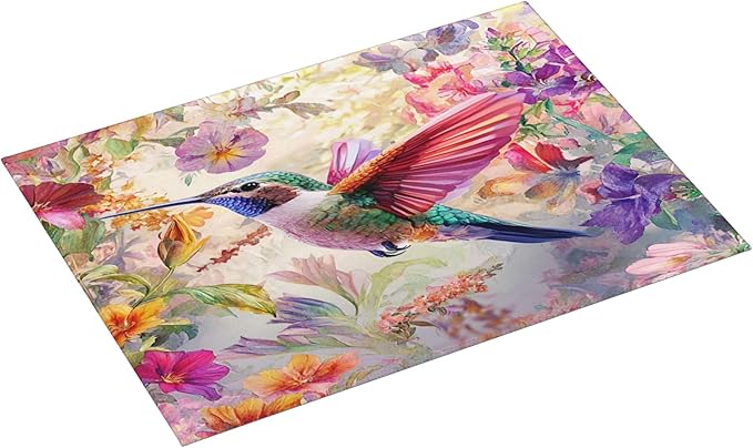 Hummingbird Dish Drying Mat for Kitchen Counter Microfiber Super Absorbent Non-Slip Dish Drying Pad for Countertops Dishes Utensils Stylish Quick-Dry Machine Washable 18x24 Inch