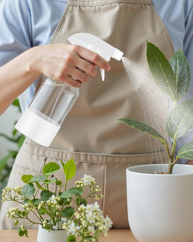 Worldgsb 2 Pack Glass Spray Bottles 8 oz, Empty Refillable Containers with Silicone Sleeve Protection, Glass Spray Bottles for Cleaning Solutions, Hair and Plants with Adjustable Nozzles White