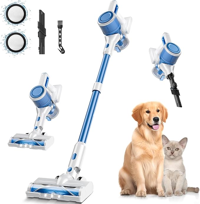 BSNAW Cordless Vacuum Cleaner for Home, 8-in-1 Lightweight Stick Vacuum with 45Mins Runtime, Powerful Suction, Anti-Tangle, Rechargeable Cordless Vacuum for Hardwood Floor Carpet Pet Hair, W-N505