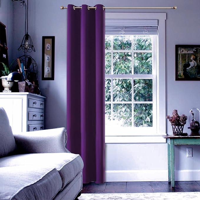 ChrisDowa Grommet Blackout Curtains for Bedroom - Thermal Insulated Room Darkening Curtains for Living Room (1 Panel Set, Royal Purple, 42W x 84L)
