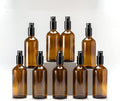 YIZHAO Amber Glass Spray Bottles 4oz, with Small Fine Mist Spray, Metal Cap, Refillable for Essential Oil,Travel,Cleaning,Perfume,Aromatherapy,Makeup – 9 Pcs
