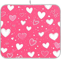 Hot Pink Love Dish Drying Mat for Kitchen Countertop 16x18 Happy Valentine’s Day Heart Small Drying Mat Reusable Quick Dry Dish Sink Mats Easy Clean Decorative Essentials