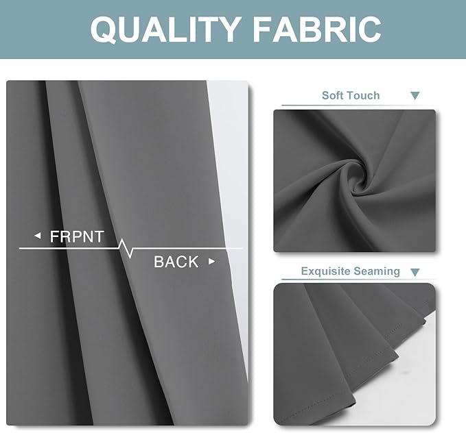ChrisDowa Blackout Curtains 63 inches Long for Bedroom - Grommet Thermal Insulated Room Darkening Curtains for Living Room (1 Panel, Grey, 52 x 63 Inch)