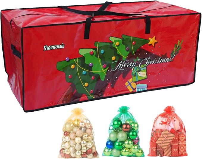 Christmas Tree Storage Bag 9FT, Christmas Tree Bag,Double Thickened Woven Fabric,Christmas Tree Storage for Disassembling Artificial Tree 65 * 15 * 30inch with 3 Organizer Pouches