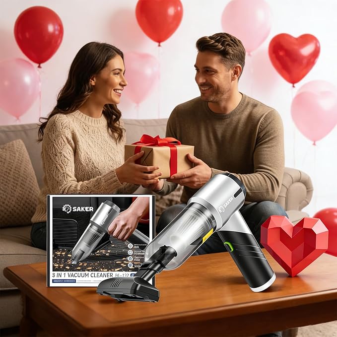 Saker Handheld Car Vacuum Portable Cordless17000PA Mini Vacuums Rechargeable Foldable Vacuum Cleaner with Brushless Motor for Home,Office Pet HL132 Black