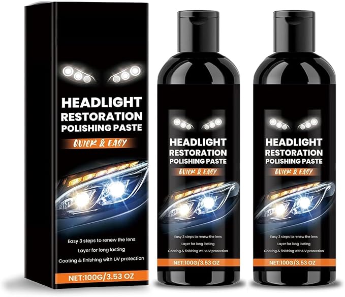 2 Pack Headlight Restoration Kit, High-Performance Polishing to Remove Stains & Oxidation from Car Headlights, Taillights and Fog Lights, Fit for Most Vehicle Lights