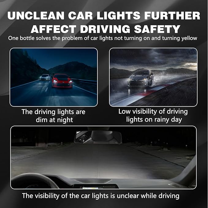 2026 New Headlight Restoration Kit, Headlight Cleaner and Restorer Spray, Automotive Headlight Cleaner Oxidized and Yellowed Head Light Restoring Kit, with 10ml Coating Agent, Towel and Sponge (1Set)