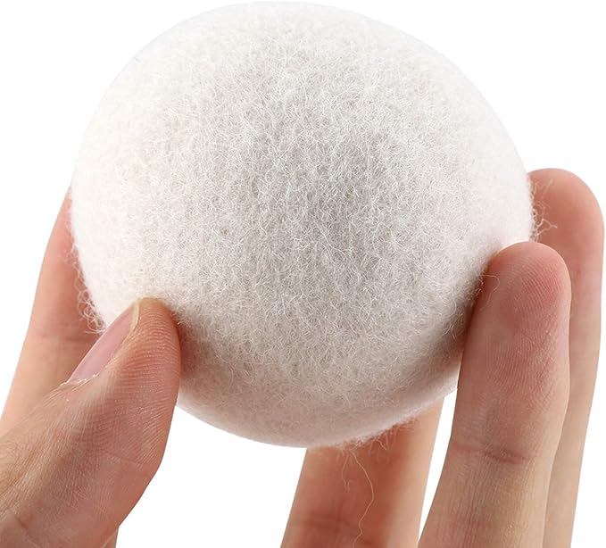 6 Pack 6cm Wool Dryer Balls Reusable Fabric Softener & Static Reducer for Laundry Natural Felted Drying Balls to Speed Up Drying Soften Clothes Reduce Wrinkles & Noise