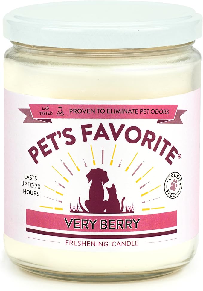 Pet's Favorite Pet Odor Candle, Clean Burning, Long Lasting Scented Candles with a Cotton Wick. (Very Berry, Pack of 1)