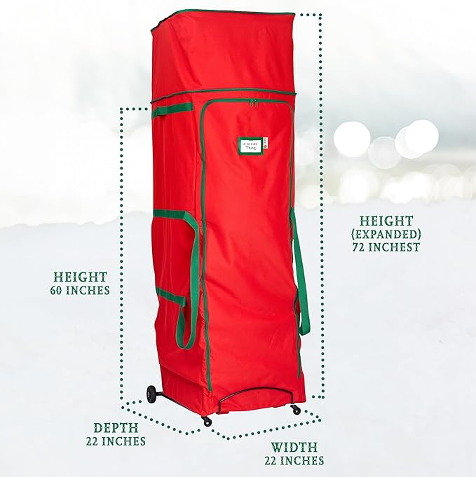 HOLDN’ STORAGE Rolling Christmas Storage Bag - Fits Up to 12 Feet Artificial Trees, Heavy Duty 600D Extra Large Garland and Tree Bag With Wheels
