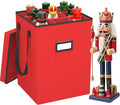 Christmas Nutcracker and Figurine Collectible Storage Box - Stores Up to 9-16" Tall Nutcrackers, Ornaments, and More - Holiday Decor Organizer with Adjustable Dividers - Nutcracker not Included (Red)