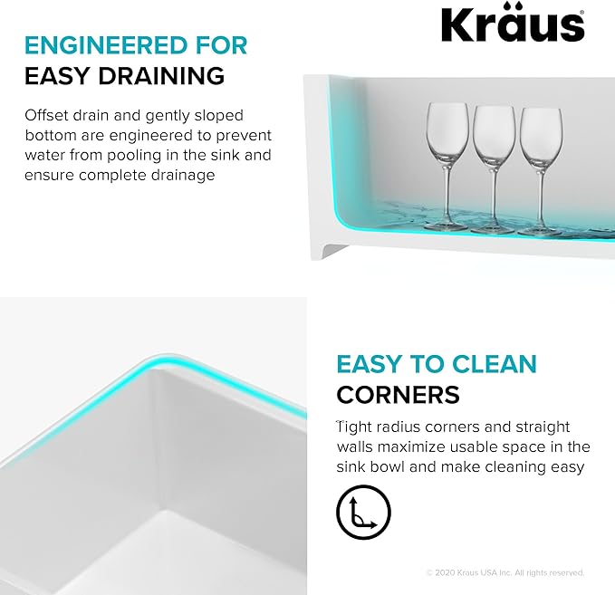 KRAUS Turino Workstation 33-inch Farmhouse Reversible Apron Front Fireclay Single Bowl Kitchen Sink with Accessories in Gloss White, KFR4-33GWH