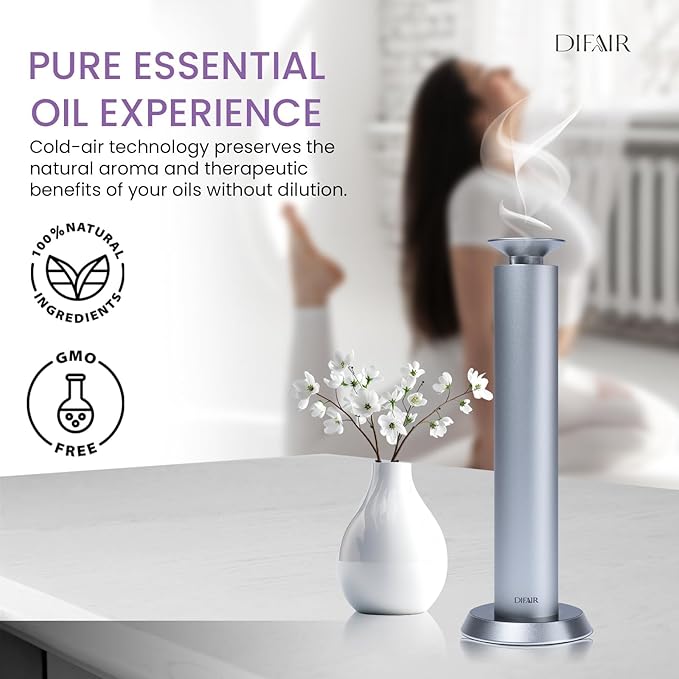 MiniPro Cordless Aroma Diffuser - 10,000mAh, Waterless Cold Air Scent Machine for Home, Hotel, Spa, 1000 Sq Ft Coverage, Silver Aluminum