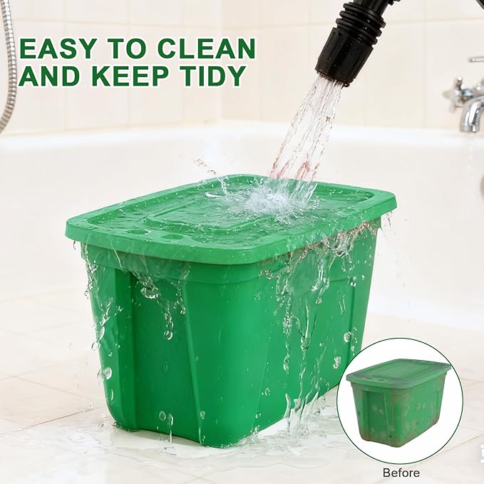 Storage Bins with Lids - Made in USA 18-Gallon (72-Quart) 4-Pack Green Storage Totes with Lids, Plastic Stackable Containers Large Storage Boxes for Home, Bathroom, Office Organization