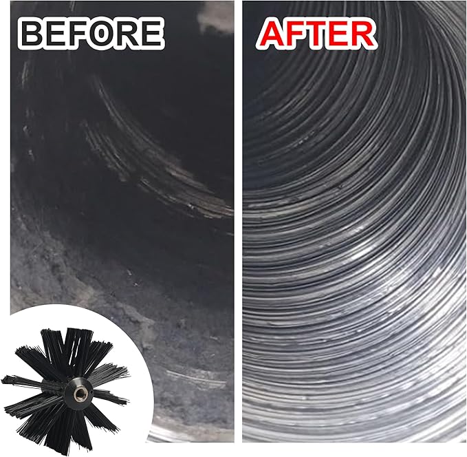 AOGYikang 30 Feet Dryer Vent Cleaning Brush Kit, Multi-Purpose lint Cleaning Brush with 4" and 6" Brush Head, Professional Lint Cleaning Accessories for Chimneys, Ducts, Dryers, Crevices