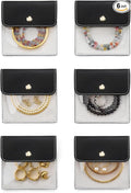 Popvibe 6 Pcs Jewelry Bags Clear Mini Pouch Small Jewelry Pouches for Traveling Leather Portable Travel Jewelry Organizer and Storage Bag for Earrings, Necklace, Black
