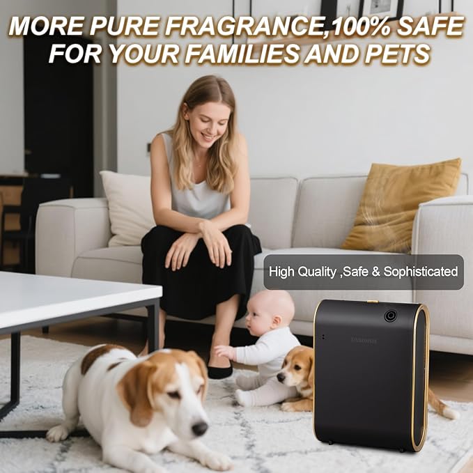 Home Bluetooth Smart Waterless Aromatherapy Machine, Essential Oil Diffuser, with Fragrance Coverage of up to 2000 Square feet, Suitable for Home, Hotel, Restaurant, Office, and spa Center.（Black）