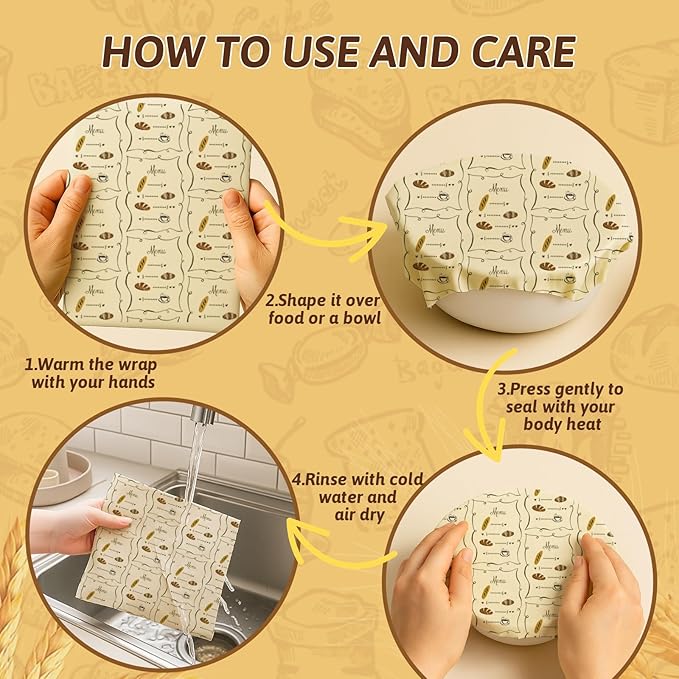 Zadoreck Reusable Beeswax Bread Bags Set – 2 Large Organic Linen Bread Bags (17 x 13 Inches) + 3 Beeswax Wraps for Food, Homemade Bread, Bagel,Sourdough, Freezer Safe & Keeps Food Fresh