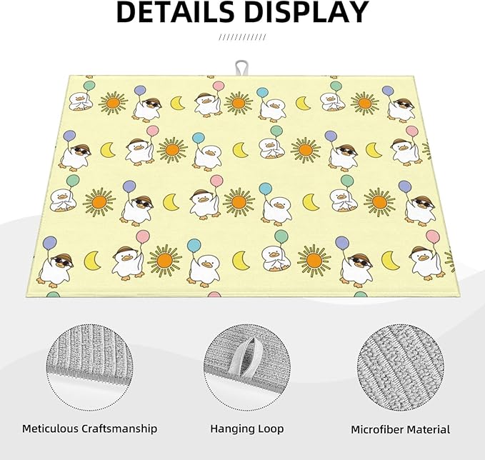 Cute Ducks Dish Drying Mat for Kitchen Counter Cute Kitchen Mat Microfiber Kitchen Countertop Absorbent Reversible Drainer Rack Pad Dish Drying Mat 18 x 24 Inch