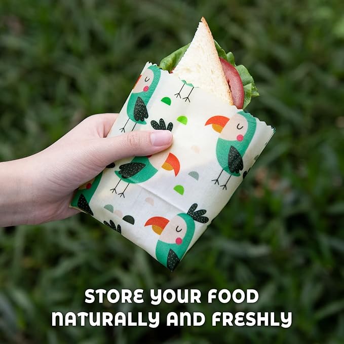 Akeeko Reusable Beeswax Food Wraps - Assorted 9 Packs, Eco-Friendly Reusable Wrap, Biodegradable, Zero Waste, Organic Cloth, Sustainable, Plastic-Free Food Storage, 1Large, 3Medium, 5Small Sizes
